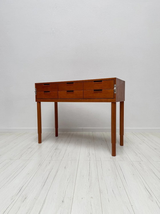 Image 1 of Scrivania vintage in legno di ciliegio disegnata da Antonio Citterio per B&B Italia, design postmoderno, anni '80.