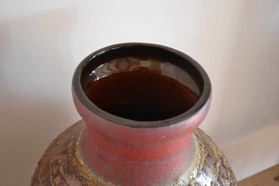 Image 1 of West Germany - Vase - Vintage - purple - red - brown - Large West Germany vase