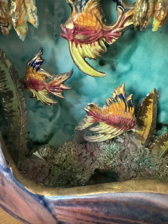 Image 1 of Grote keramische vis lamp jaren 50