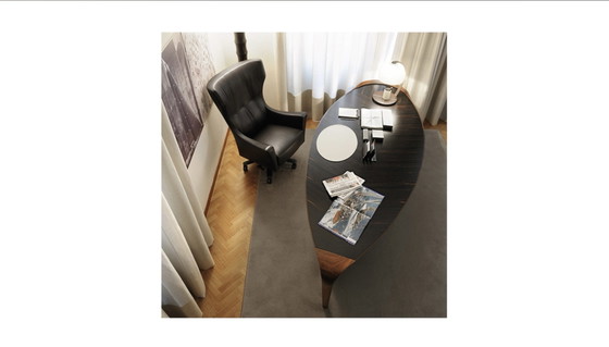 Giorgetti Erasmo Desk with two Genius armchairs in brown leather – Wood (photo 14 of 15)