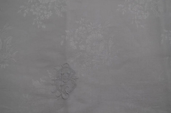 Große Tischdecke aus weißer Damastbaumwolle, 1930er Jahre – Tischdekoration, Cotton (photo 3 of 10)