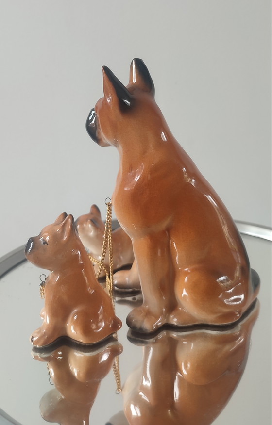 Image 1 of Famille de Boxers en Céramique Vintage (1950/60)