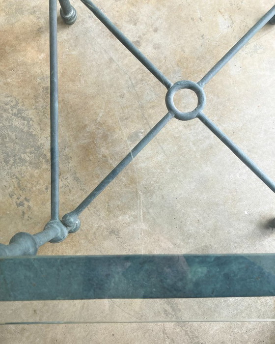 Image 1 of Vintage sculptural metal coffee table with a patina finish