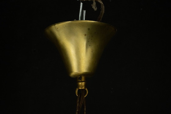 Image 1 of Pair of Murano Glass and Brass Chandeliers in the Style of Toni Zuccheri, Italy 1970s
