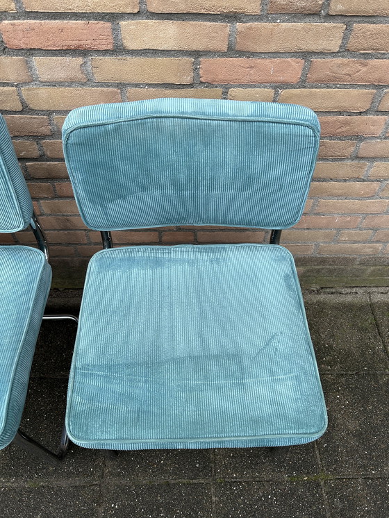 Image 1 of 4 chaises en tissu côtelé avec structure tubulaire chromée