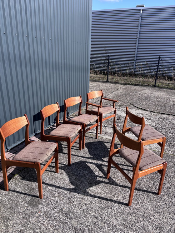 Image 1 of 6 X Vintage Teak Dining Chairs Danish Chairs