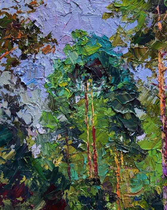 Original Oil Painting Summer Nature Landscape Along the Forest Path – Paintings & Drawings, Canvas (photo 4 of 7)