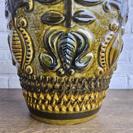 Image 1 of Vintage Ceramic XXL West Germany Vase (Bay) Mustard Colour / West Germany Vase Mustard Colour