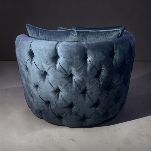 Luxe Zwarte Fluweel Draaidauteuil met Kussens