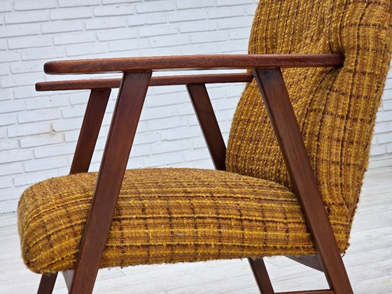 Image 1 of Fauteuil danois des années 1960, revêtement en laine, bois de teck, bois de chêne.