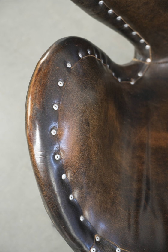 Unique Vintage Cowhide Leather Aviator Timothy Oulton Devon Spitfire Side Chair / Office Chair Finished with (photo 7 of 16)
