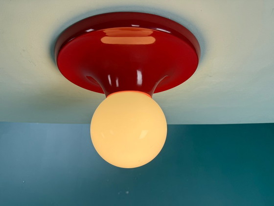 Image 1 of Lampada da parete o soffitto "Light Ball" in metallo rosso Castiglioni per Flos, Italia anni '70