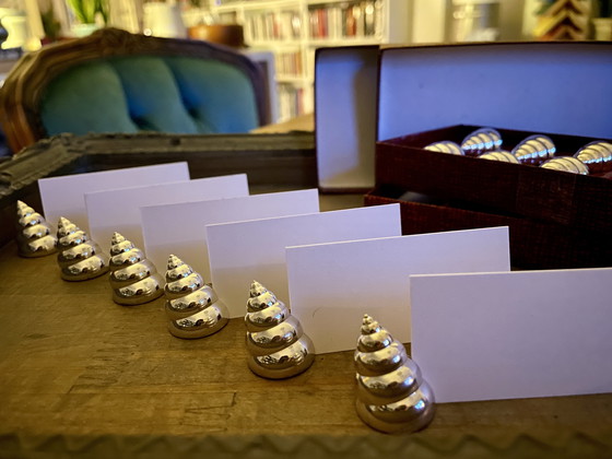 Image 1 of Set of 12 vintage shell-shaped place card holders