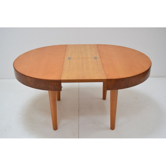 Image 1 of Vintage round wooden folding table by Jindrich Halabala, Czechoslovakia 1950