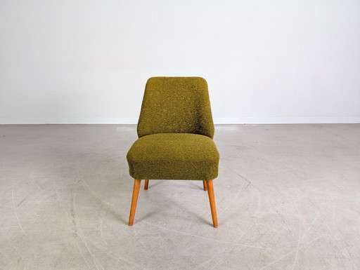 Sillón original de mediados de siglo, silla de cóctel Bouclé vintage retro de la RDA