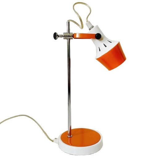 Lampada da scrivania vintage in metallo bianco arancione in stile retrò