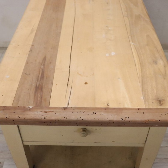 Image 1 of Table de travail en bois de peuplier laqué crème, Italie, fin du XIXe siècle