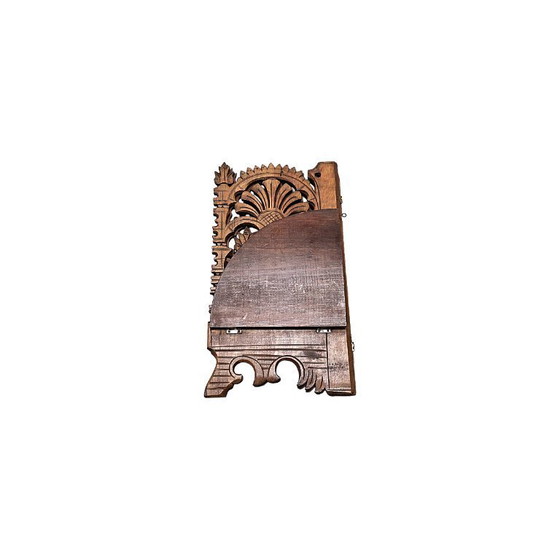 Image 1 of Console d'angle murale ancienne en noyer français, fin du XIXe siècle