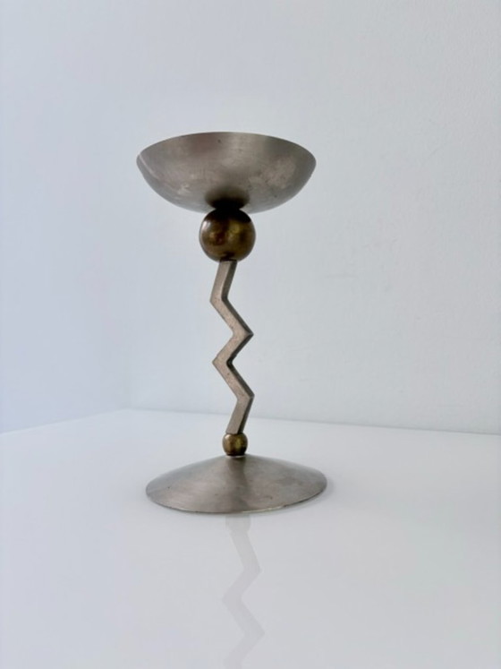 Portacandele Vintage Postmoderno Ottone/Nichel Anni '80 – Metal (photo 4 of 13)