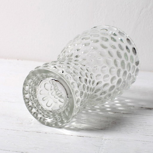 Mid-Century Clear Pressed Glass Vase by Jan Schmid, Rosice / 1961