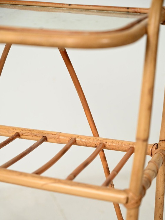 Image 1 of Skandinavischer Zeitschriftenständer aus Bambus, 1960er Jahre