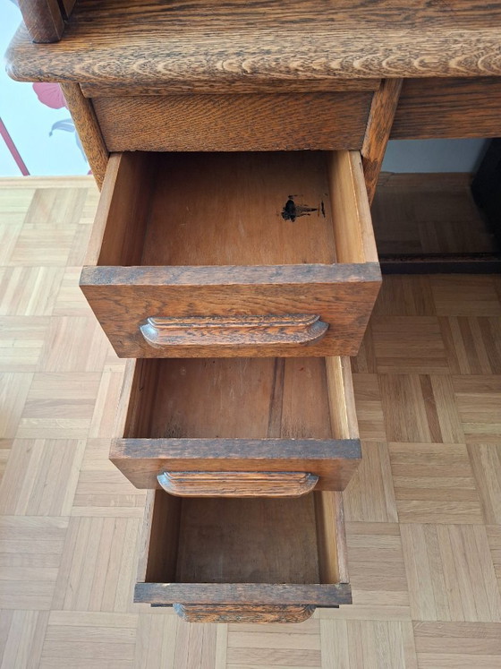Image 1 of Scrivania antica in rovere con piano a rullo – completamente funzionale con chiave