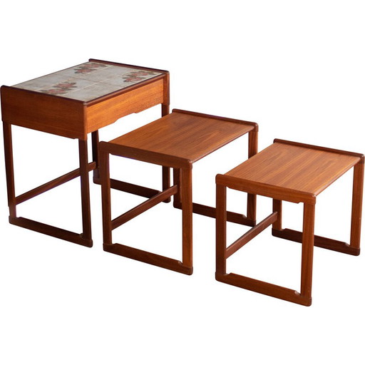 Vintage teakhouten G Plan nesttafels met lade, jaren 1960