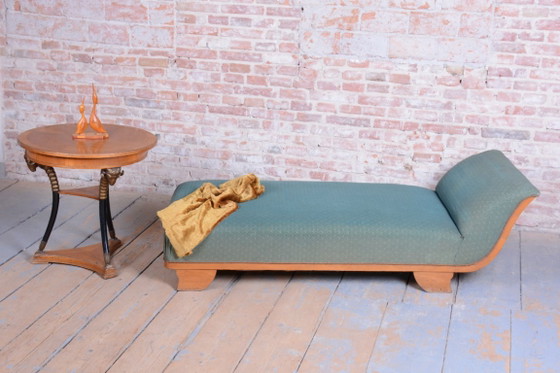 Gerestaureerde art-deco bank, beukenhout, herleefd Pools, Tsjechisch, jaren 1920 – Chaises longue, Textile (photo 3 of 9)