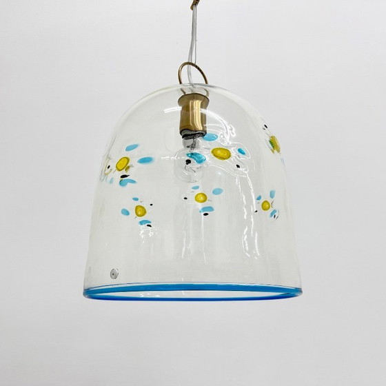 Image 1 of Mid-century design La Murrina glass hanging lamp flowers , 1970s , Italy