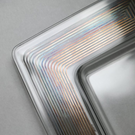 Image 1 of Service de 6 plats carrés avec incrustations argentées, De Souza pour Sottsass Associati