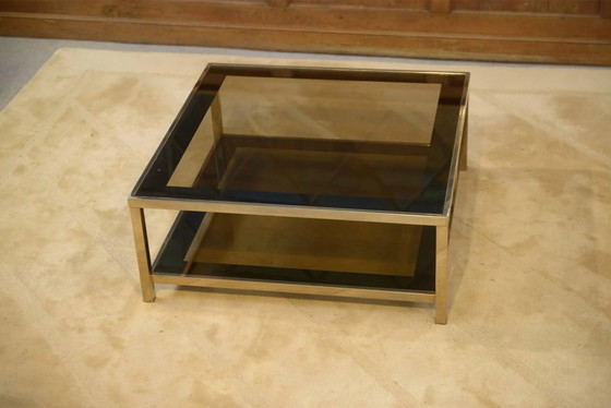 Hollywood Regency coffee table in smoked glass with mirrored framing from the 1970s. – Crystal (photo 3 of 10)