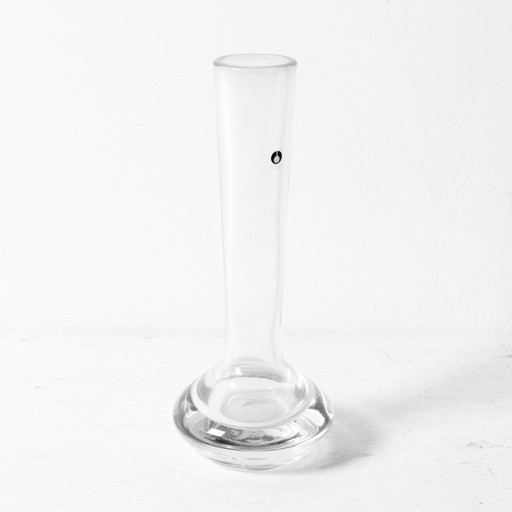 Mid-century Small Vintage Clear Single Flower Glass Vase / Pukeberg / Sweden / 1960s