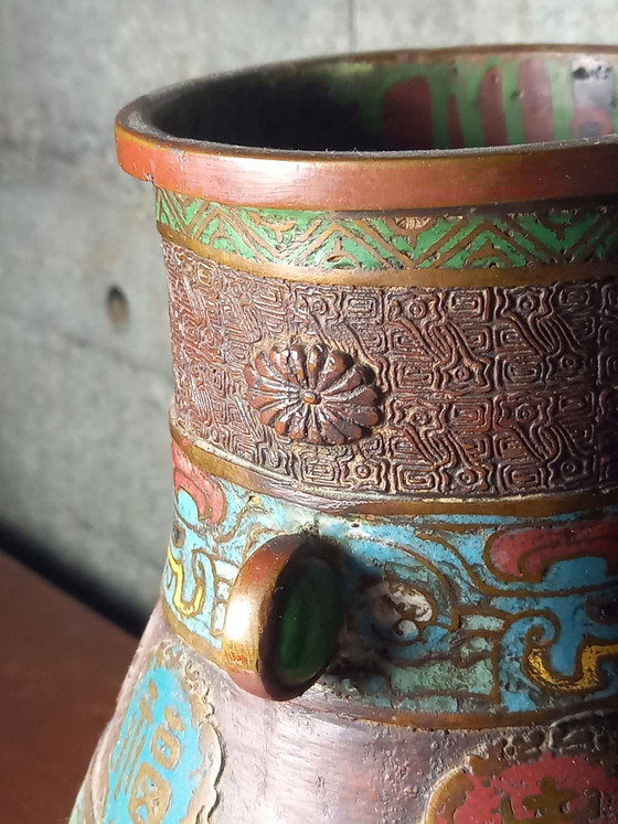 Vase Oriental Ancien, Fer, Multicolore (photo 6 sur 9)