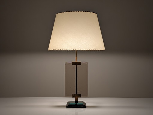 Lampe de table Pietro Chiesa pour Fontana Arte en verre et laiton