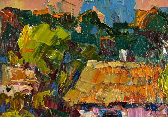 Image 1 of Original Oil Painting Evening Nature Landscape Hope breaks through the clouds