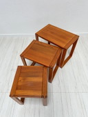 1970s Vintage Danish Mid-Century Teak Nesting Coffee Side Tables – Set of 3