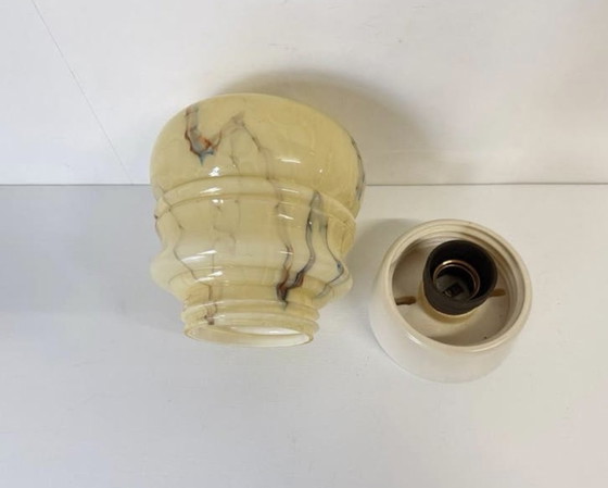 Image 1 of Lampe de plafond Art Déco vintage en marbre jaune antique Thabur