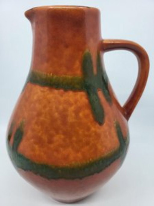 West Germany Orange and Green ceramic vase Germany 1970