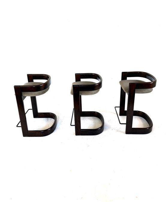 Image 1 of 3x Barhocker im Stil des Brutalismus, Willy Rizzo Stil ’80