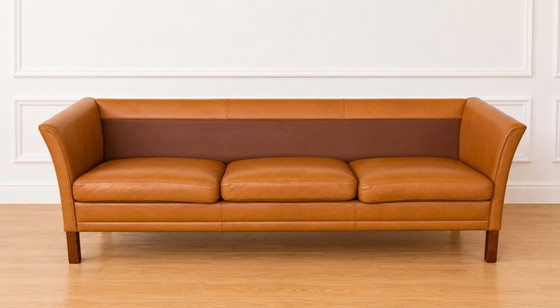 Vintage Danish Mid Century Morgans Hansen Cognac 3 Seater Sofa – 3-5 seaters, Leather (photo 12 of 13)