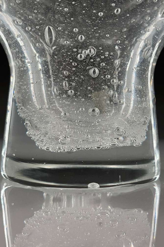 Image 1 of Vintage verre à bulles Bubbleglass Vase/ bol de la Tchécoslovaquie avec étiquette originale, état top MidCentury Space Age