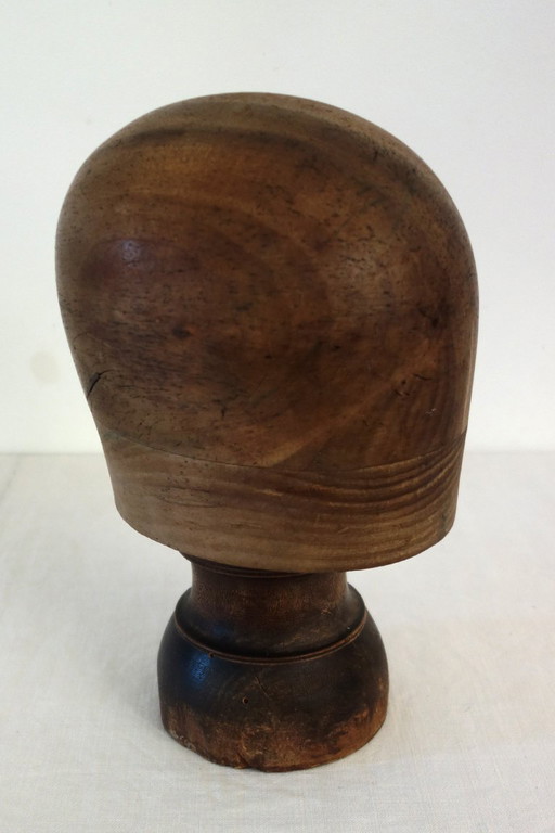 Ancienne Forme À Chapeau Ou Marotte En Bois Début XXème