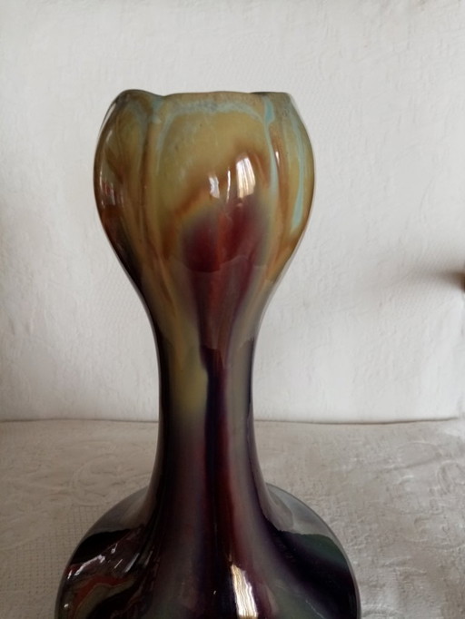 Art deco ceramic vase Thulin/Belgium period 30cm