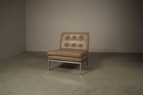 Poltrona Florence Knoll, Poltrone, Cromo, Pelle, Beige, Vintage (foto 5 di 15)