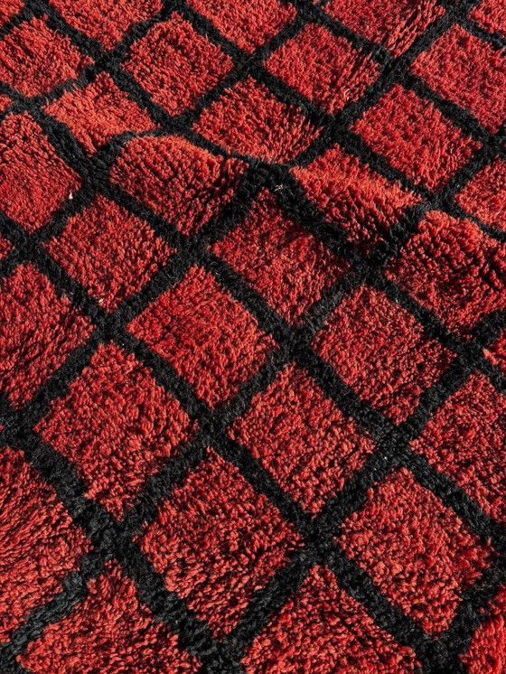Image 1 of Handgeknüpfter marokkanischer Mrirt-Teppich, 220 x 300 cm – Roter Wollteppich – Geometrischer Berberteppich