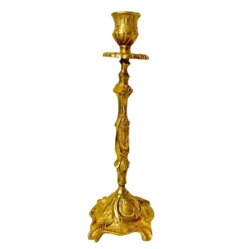 Vintage brass organic candlestick art nouveau