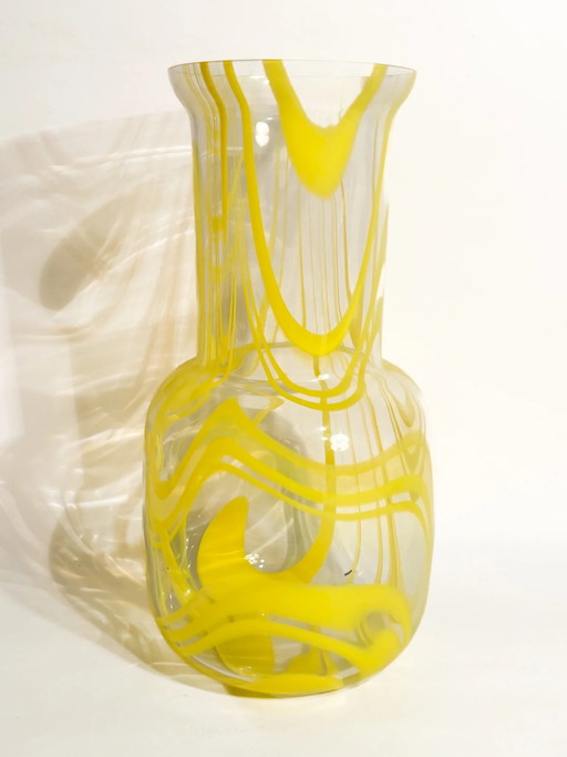 1980s Yellow and Clear Murano Glass Vase – vazen