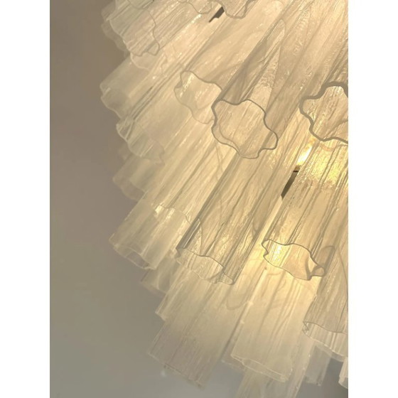 Image 1 of Luxe, extra grote Tronchi-kroonluchter van geaderd wit alabastro Murano-glas van Simoeng