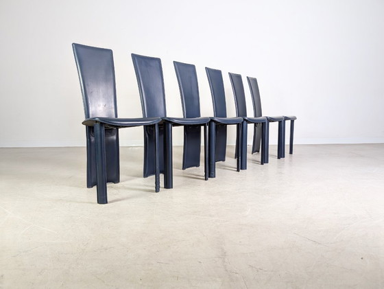 Image 1 of Conjunto original de 6 sillas Frag Psyra, diseño italiano, hechas a mano en los años 80.