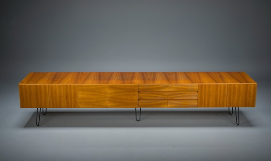 Image 1 of  Mid-Century Wall Unit Cabinet and Sideboard in Walunt, 1970s, Set of 2